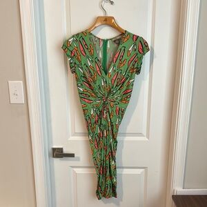 Issa London Green Tie Front Ruched Maxi Dress